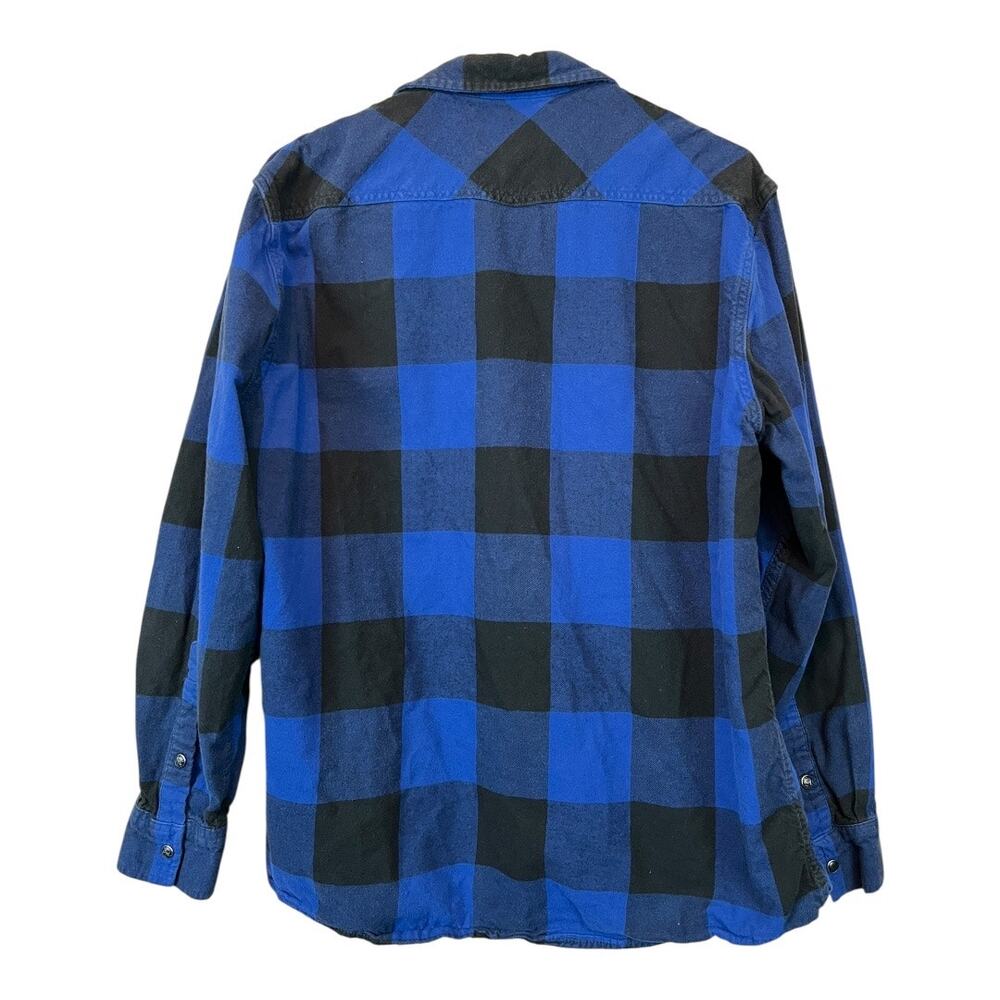 Mens Grunge Flannel Shirt Button Down Distressed Gorpcore Utility XL Blue - Picture 5 of 8